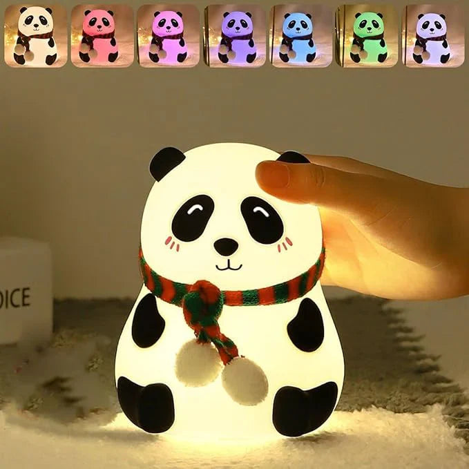 Cute Panda Night Lamp – 7 Color Touch Control, USB Rechargeable Silicone Light | Kid-Friendly | Cute Bedroom Light & Birthday Gift | THEONE GEM STORE