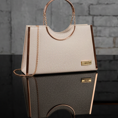 The Flora Luxe 3D Embossed Satchel, Ethereal Embossed Handle Bag, Traditional Embossed Handbag - Beige