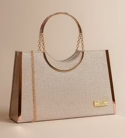 The Flora Luxe 3D Embossed Satchel, Ethereal Embossed Handle Bag, Traditional Embossed Handbag - Beige